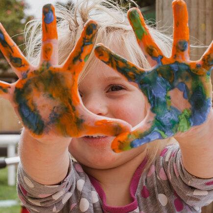 Kid With Painted Hands
